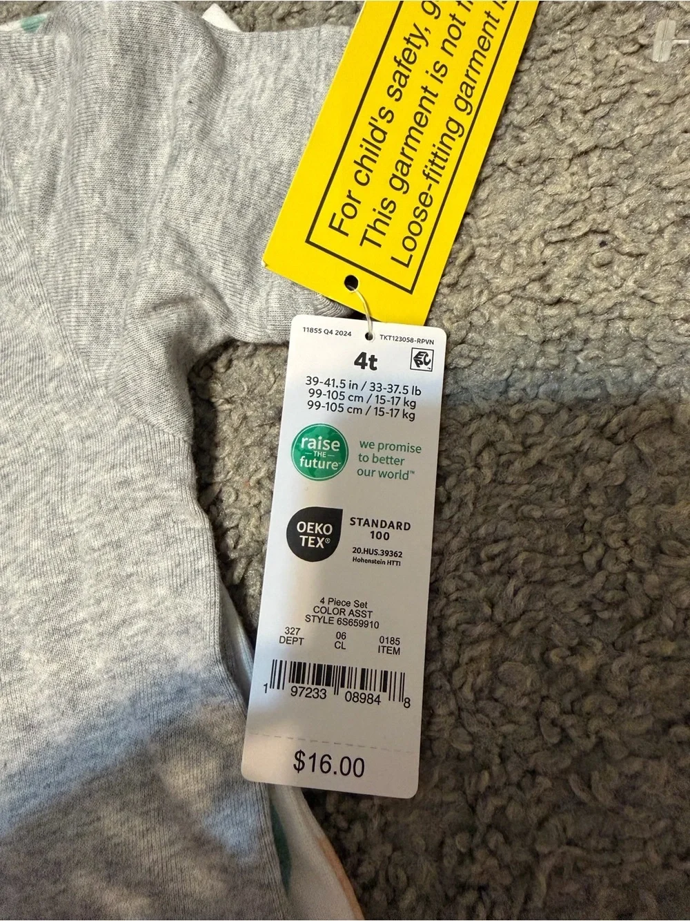 Carter's Heather Gray Tee with Mint Green Dinosaur